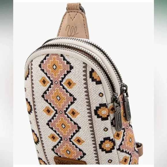 Wrangler Aztec Sling Bag Southwest Crossbody Bags Trendy Chest Bag - Picture 6 of 7